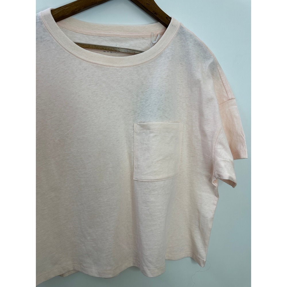 New Everlane Box Cut Crop Top Pocket Tee Pink Elevated Basic Large Minimalist - Picture 4 of 11